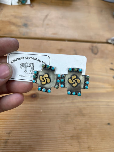 The Lacey-Basque Lauburu on Silver Cross Earrings