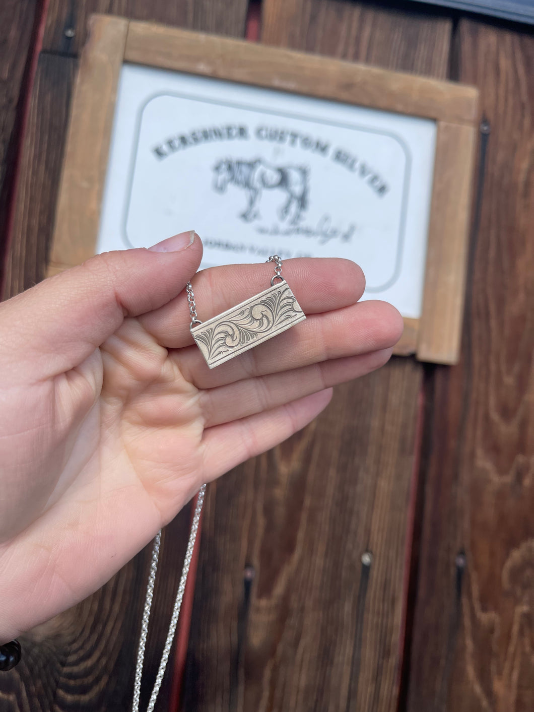 Christa-Engraved Bar Necklace