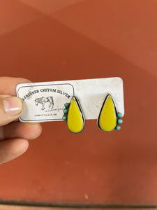 The Aubry Earrings-Yellow Rosarita & Turquoise