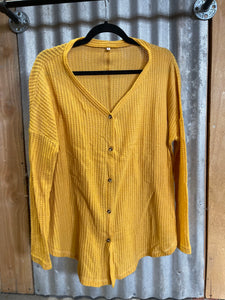 SMALL: Yellow Waffle Knit Sweater
