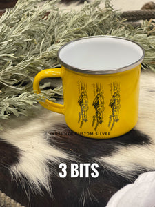 Cow Camp Tin Mugs-YELLOW