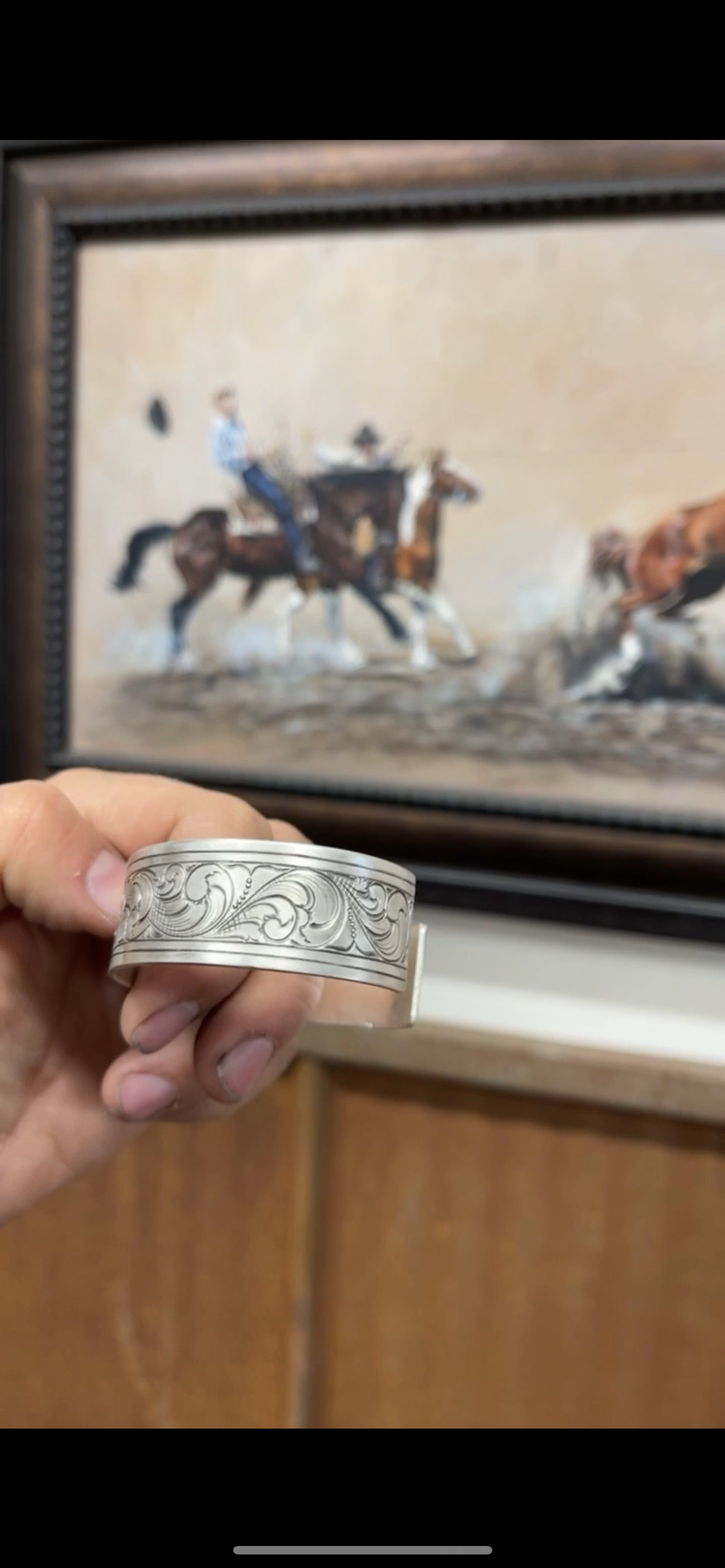 Oakley-Engraved Silver Bracelet