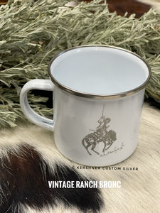 Cow Camp Tin Mugs-WHITE